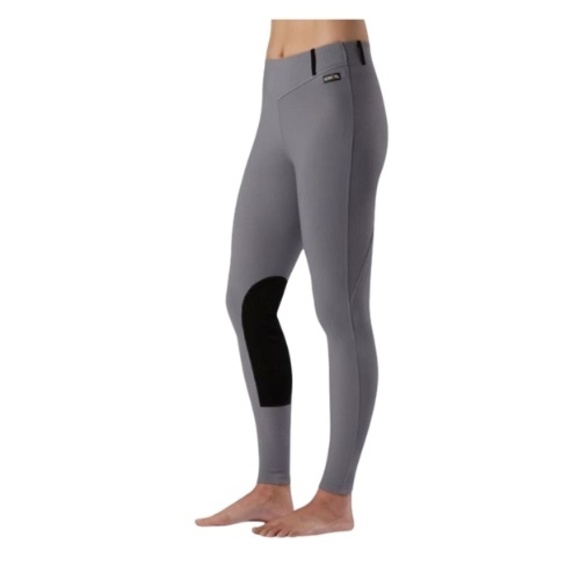 Kerrits Women Equestrian Gray Microcord Knee Patch Riding Tight Breeches Size 1X - Picture 1 of 10